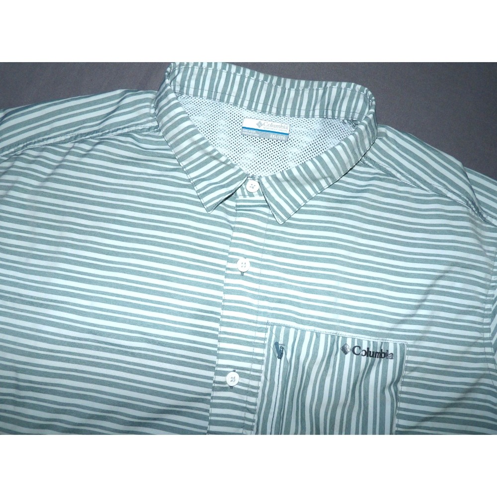 Columbia Omni-Shade Striped Short Sleeved Performance Button Up Shirt Men's XXL